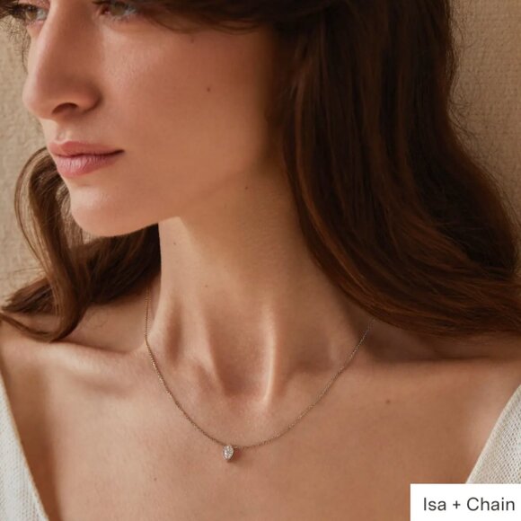 IDYL solid 14 white gold with 0.5 carat lab grown diamond necklace - Picture 1 of 8